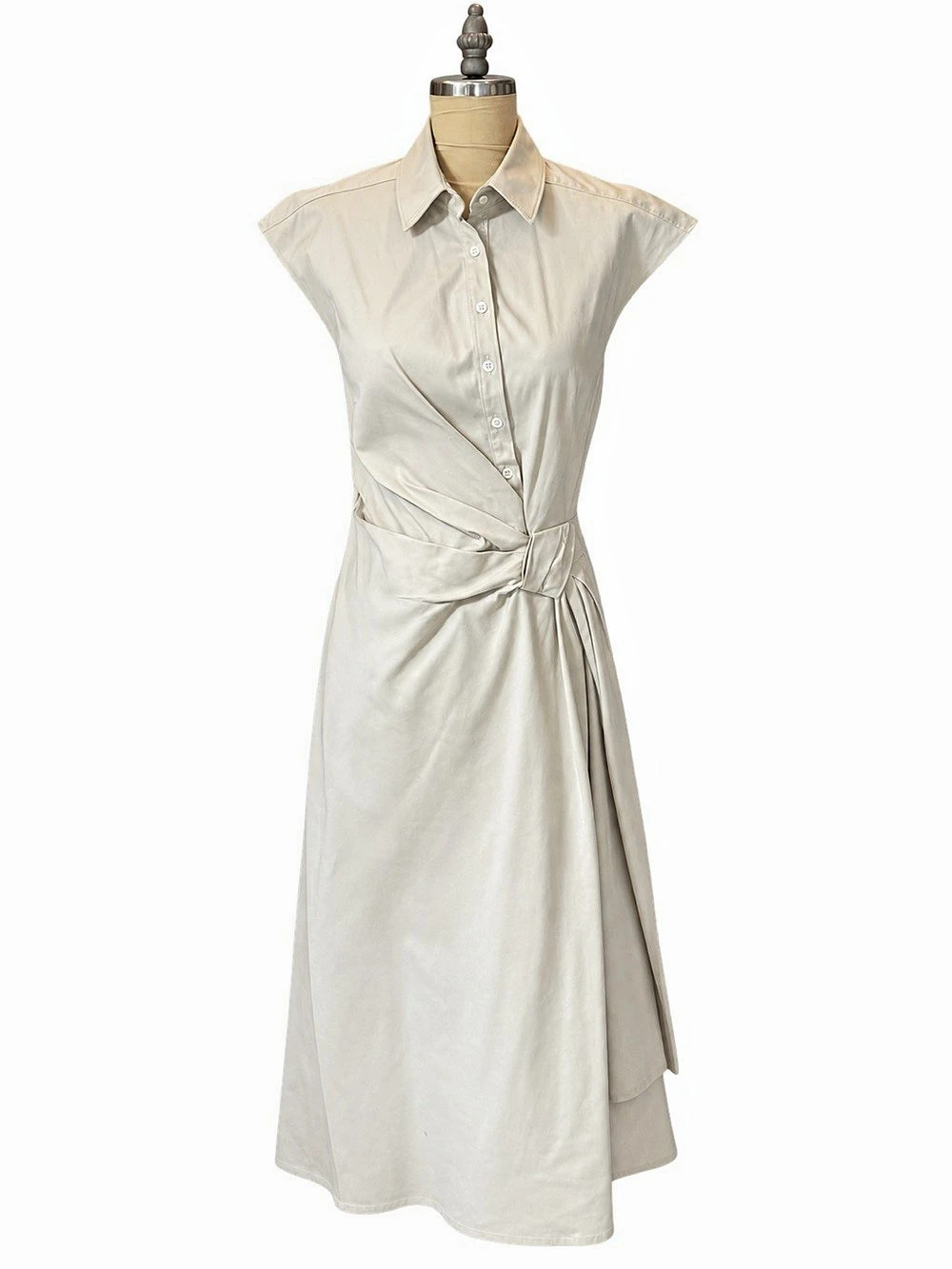 Carolina Herrera Wrap-Front Midi Dress in Cream Size 4